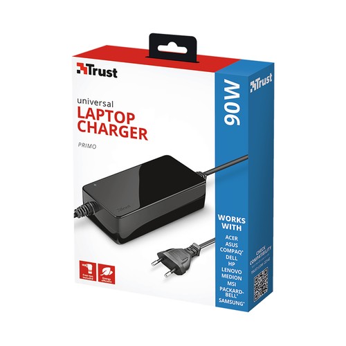 Cargador universal para ordenador portátil TRUST Primo, 90W, 6 conectores.