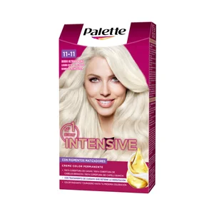PALETTE Intensive creme color de Schwarzkopf Tinte de pelo permanente tono 11-11 Rubio ultra plátino.
