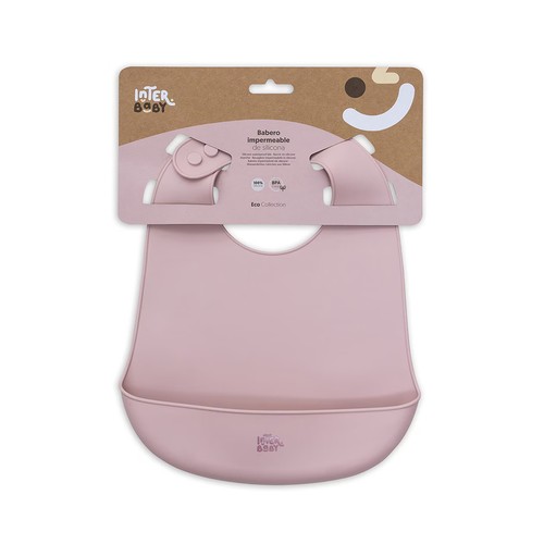 Babero de silicona, color rosa, INTERBABY.