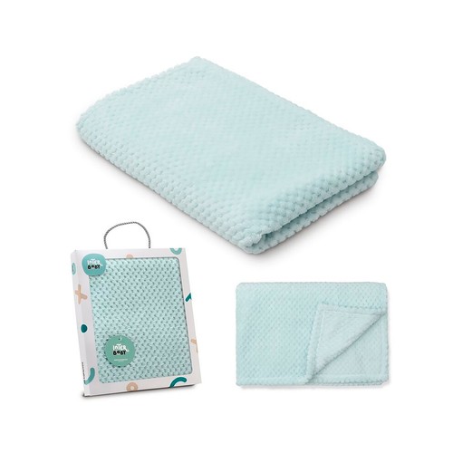 Manta bordada, diseño de oso con lazo, color verde, INTERBABY.
