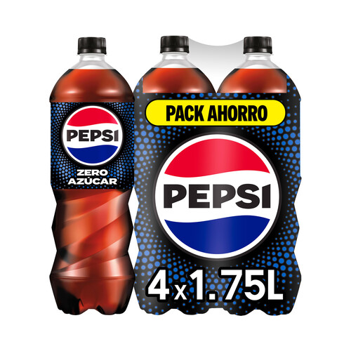 PEPSI MAX Refresco de cola Zero sin azúcar pack 4 botellas de 1,75 l.