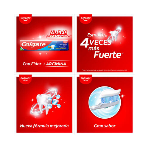 COLGATE Protección caries Pasta de dientes con flúor, calcio y protección contra las caries, sabor tradicional.