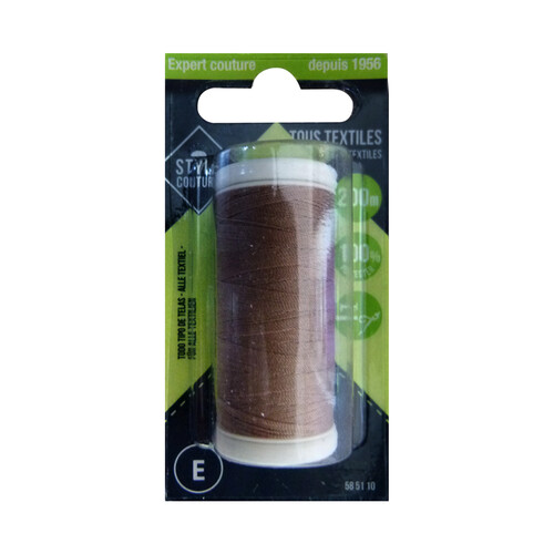Alcampo Bobina de hilo de poliéster color marrón claro para todo tipo de telas 200m. STYLE