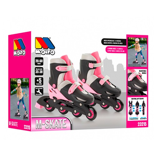 Patines en línea 4 en 1 ajustables, color rosa, MOLTO.