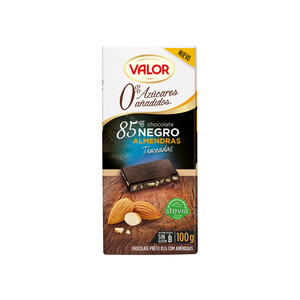 VALOR Chocolate negro (85 % cacao) con almendras troceadas 100 g.