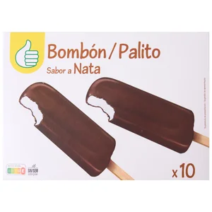 PRODUCTO ECONÓMICO ALCAMPO Bombón helado con sabor a nata y recubierto de cacao 10 x 75 ml.