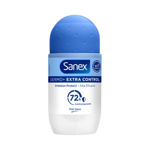 Imagen de SANEX Dermo + extra control Desodorante roll on para mujer antitranspirante y anti manchas 50 ml.
