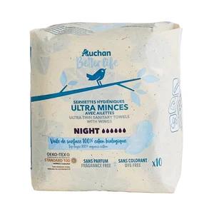 PRODUCTO ALCAMPO Compresas ultrafinas con alas de noche PRODUCTO ALCAMPO 10 uds.