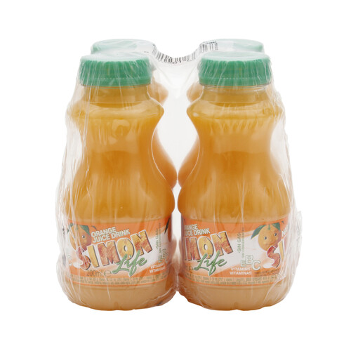 Resfresco de naranja sin gas SIMON LIFE pack 4 uds x 200 ml.