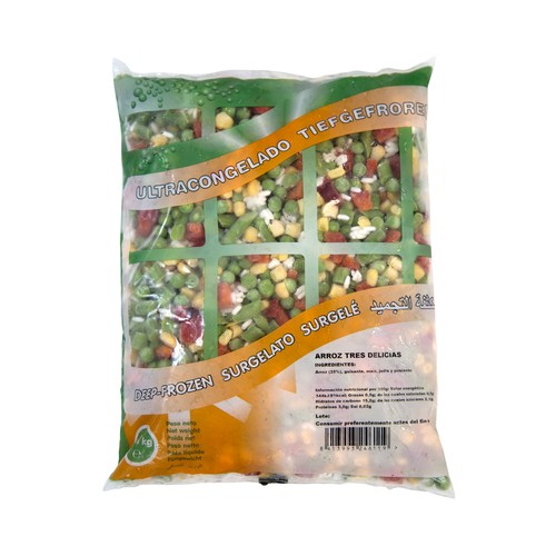 AUCHAN Arroz tres delicias ultracongelado bolsa de 1 Kg. Producto Alcampo