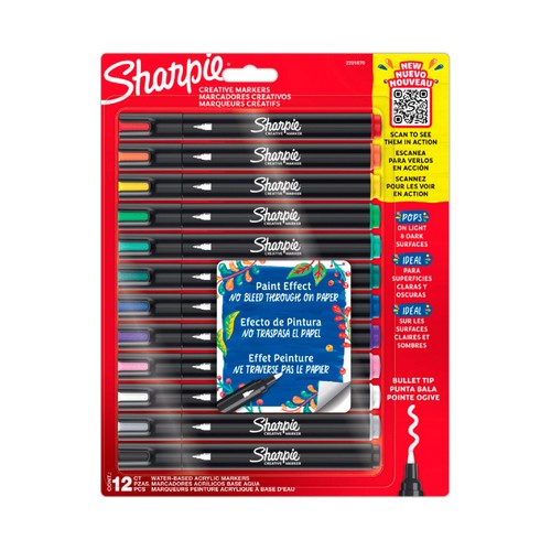 SHARPIE rotulador acrílico punta redonda de 12 unidades.