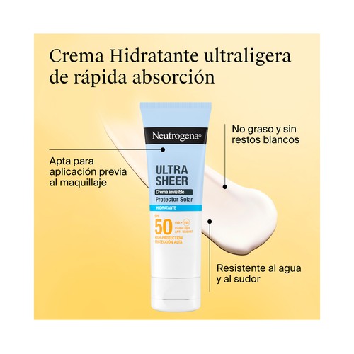 NEUTROGENA Ultra sheer Protector solar hidratante e invisible con FPS 50 (muy alto) 50 ml.
