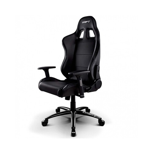 Silla gaming DRIFT DR200 negro, almohadilla lumbar, reposabrazos ajustables.