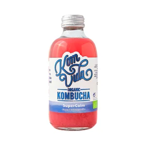 KOMVIDA Organic supercalm Kombucha ecológica sabor  mora con Ashwagandha botella 250 ml.