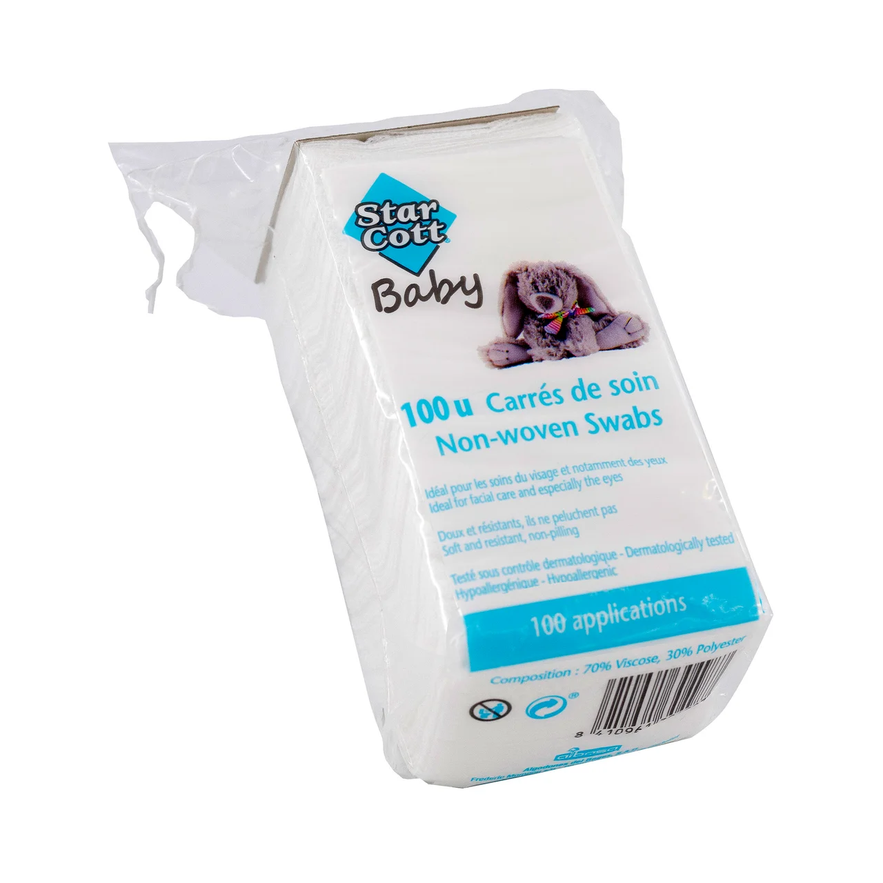 STAR COTT Gasas de tejido no tejido, muy suaves y resistentes STAR COTT baby 100 uds.