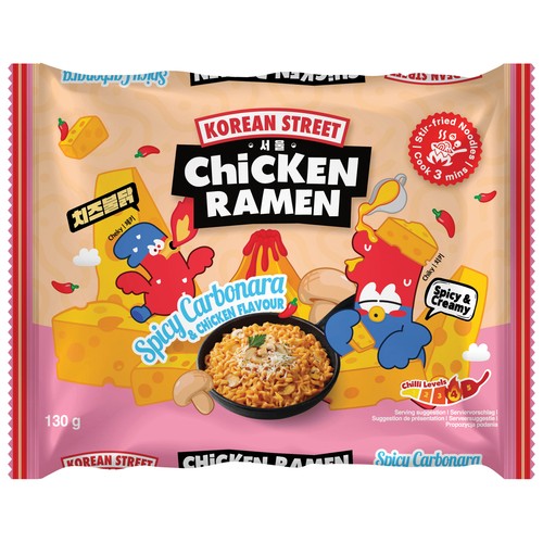 KOREAN STREET Ramen picante sabor carbonara y pollo - 130g.