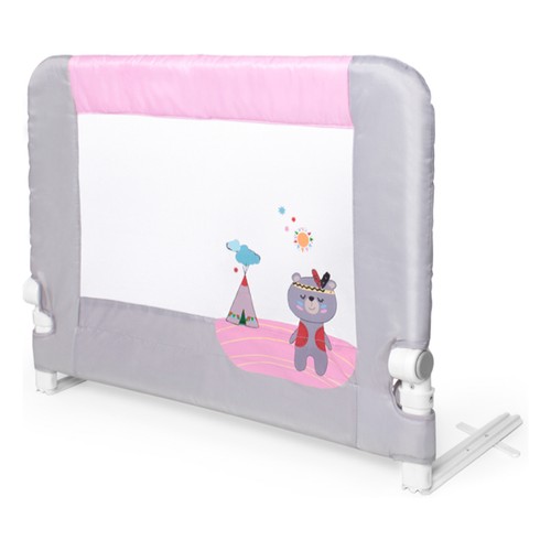 Barrera de cama, 90 cm, INTERBABY, color gris y rosa.