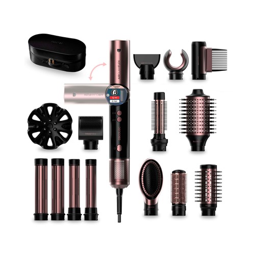 Moldeador 14 en 1 Bamba Airglisse flex black CECOTEC, color negro, 3 temperaturas, 14 accesorios, 1400W