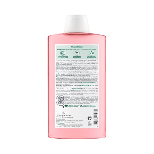 KLORANE Champú calmante a la Peonia Bio, para cuero cabelludo sensible e irritado 400 ml.
