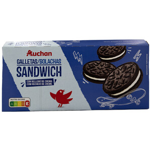 Imagen de PRODUCTO ALCAMPO Galletas tipo sandwich chocolate, rellenas de crema sabor a vainilla 176 g.