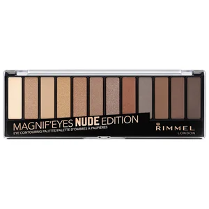 RIMMEL Magnific eyes nude edition con 12 tonos Paleta con sombras de ojos con aplicador duo para crear multiples looks.