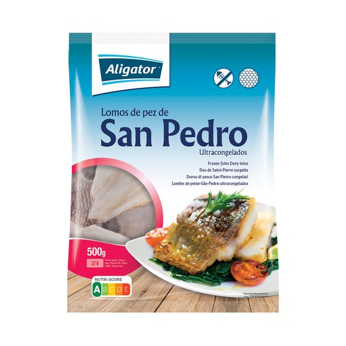 ALIGATOR Lomos de pez de San Pedro, con piel y ultracongelados ALIGATOR 500 g.