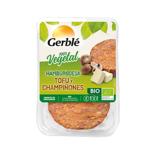 GERBLÉ Hamburguesa de tuifù y champiñones ecológica GERBLÈ 160 g.