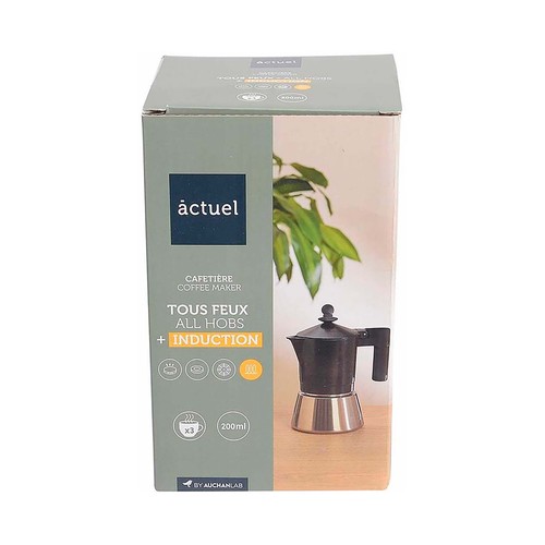 Cafetera aluminio ACTUEL de 4 tazas, apto para inducción.