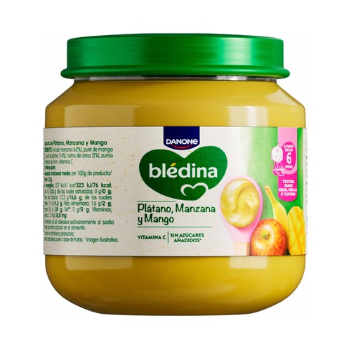 BLÉDINA de Danone Tarrito de fruta (plátano, manzana y mango), a partir de 6 meses 125 g