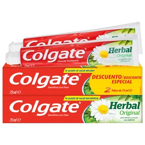 COLGATE Herbal Original Pasta de dientes con flúor e ingredientes naturales 2 x 75 ml.