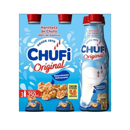 CHUFI Horchata con denominación de origen Chufa de Valencia CHUFI 3 x 250 ml.