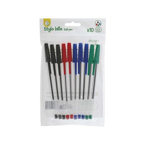 Imagen de 10 bolígrafos con capucha de 1 mm, surtido de colores, PRODUCTO ECONÓMICO ALCAMPO.