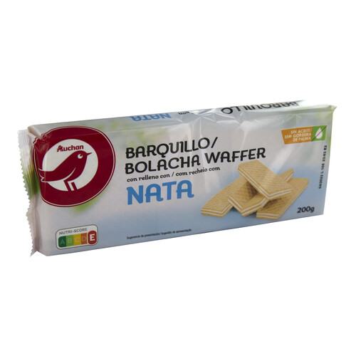 Alcampo PRODUCTO ALCAMPO Galletas barquillos rellenos con sabor nata 200 g