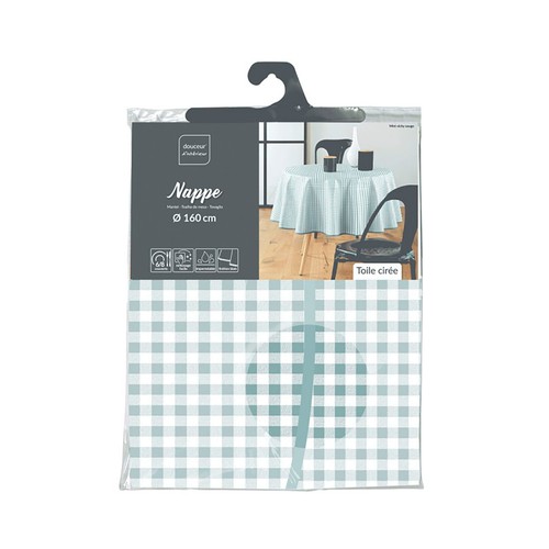 Mantel redondo 160cm pvc estampado verde. U10