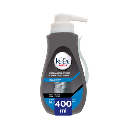 Crema masculina depilatoria para torso y cuerpo, especial pieles sensibles VEET Men 400 ml.