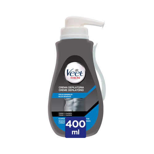 VEET Crema masculina depilatoria para torso y cuerpo, especial pieles sensibles VEET Men 400 ml.