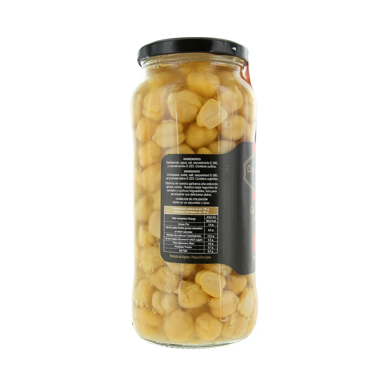 Garbanza cocida frasco de 400 g.