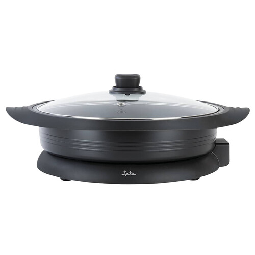 Paellera eléctrica JATA PE640, 1600W, diámetro 34cm, termostato regulable, tapa de cristal.