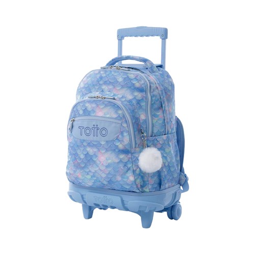 Mochila con ruedas  renglones - nacar. TOTTO