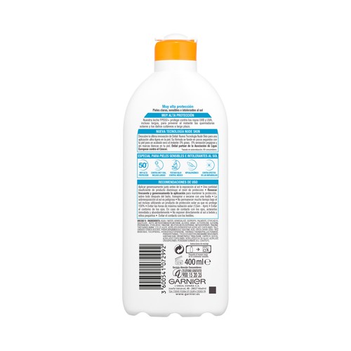DELIAL Leche solar protectora con factor de protección 50+ (muy alto) DELIAL Sensitive advanced 400 ml.
