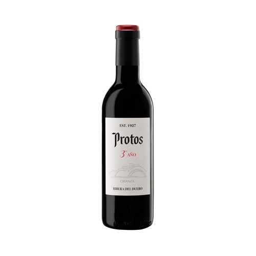 Vino tinto crianza con denominación de origen Ribera del Duero PROTOS botella de 37,5 cl.
