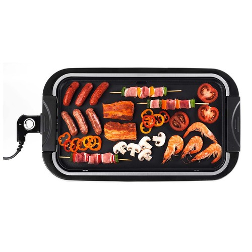 Plancha de asar QILIVE Q.5853, 2000W, superficie 46 x 25cm, termostato regulable, recogegrasas.