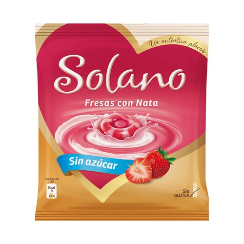 SOLANO Caramelos con sabor fresa con nata SOLANO 99 g.