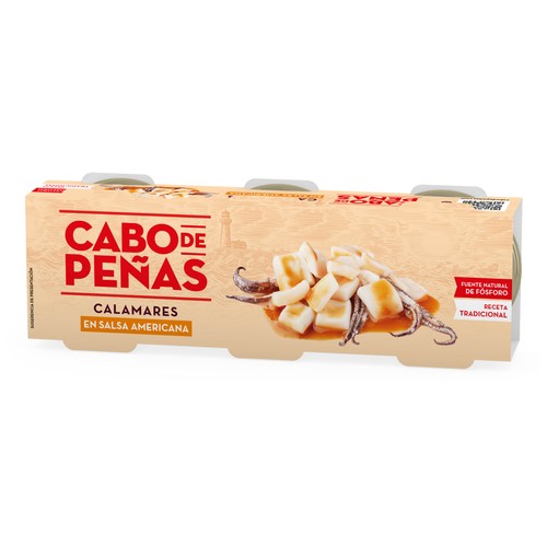 CABO DE PEÑAS Calamares en salsa americana en trozos 3 uds x 45 g.