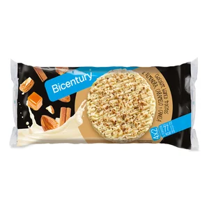 BICENTURY Tortitas de arroz con chocolate blanco y trocitos de almendra, caramelo y canela 4x2 BICENTURY 138 g.