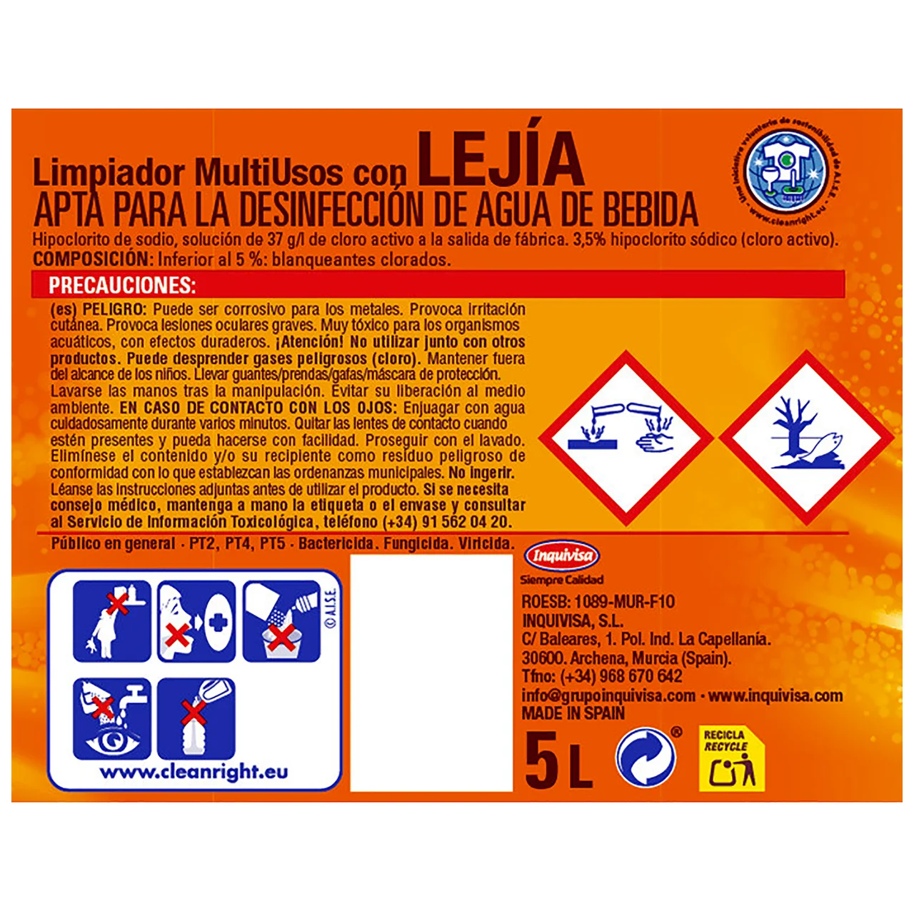 LA SALUD Lejía multiusos LA SALUD 5 l.