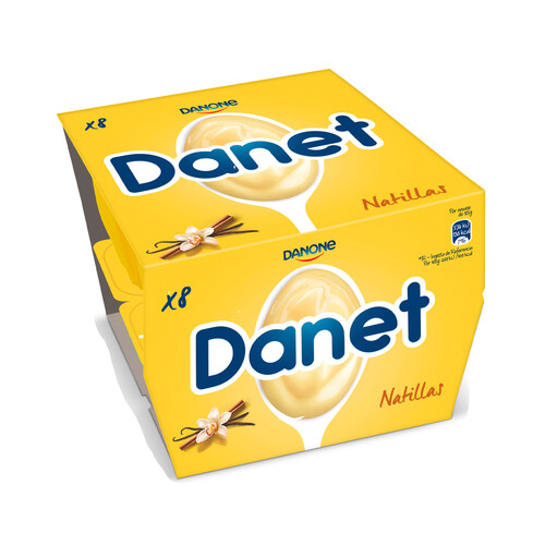 Natillas de vainilla elaboradas sin gluten DANET de Danone 8 x 120 g.