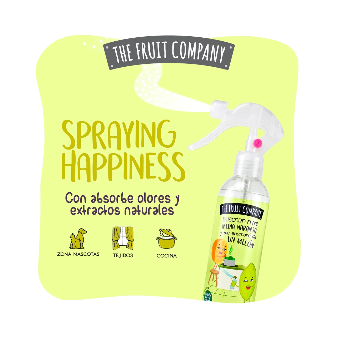 Ambientador en spray multiusos con olor a melón 250 ml.