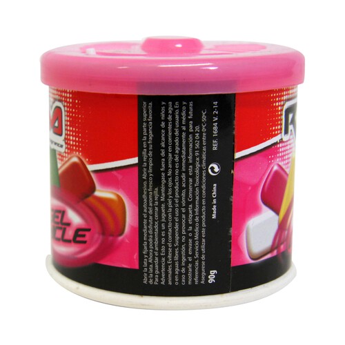 Ambientador en gel para coche, en envase de lata con dosificador y con olor a chicle ROLMÓVIL.