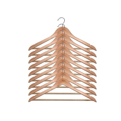 Set de 8 perchas de madera natural, ALCAMPO.